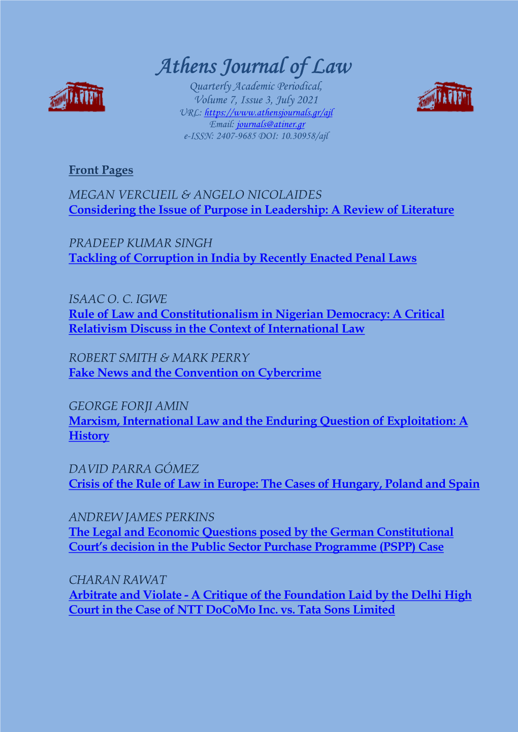 Athens Journal Of