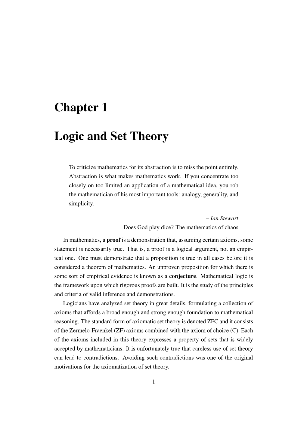 Chapter 1 Logic and Set Theory