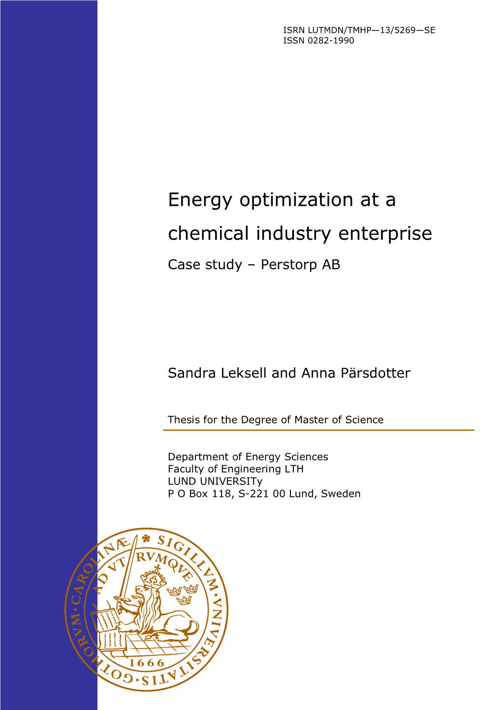 Energy Optimization at a Chemical Industry Enterprise