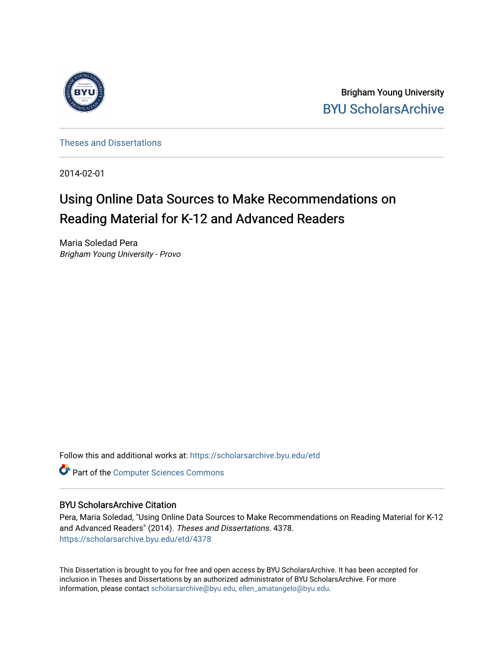 Using Online Data Sources to Make Recommendations on Reading Material for K-12 and Advanced Readers