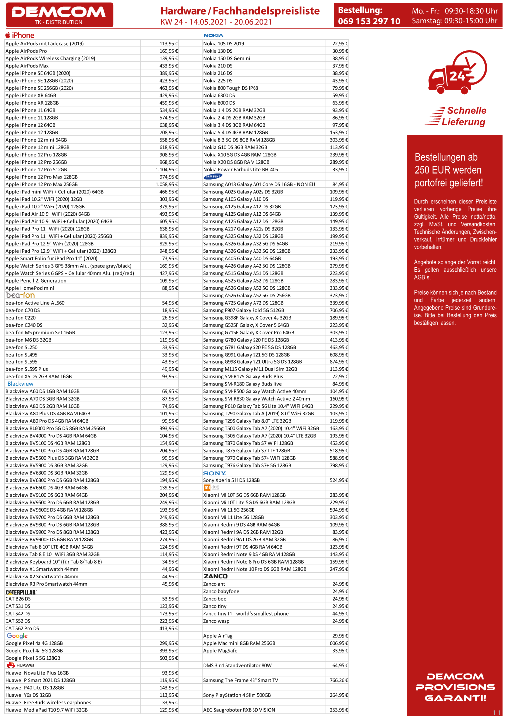 DEMCOM Hardware / Fachhandelspreisliste TK - DISTRIBUTION KW 24 - 14.05.2021 - 20.06.2021