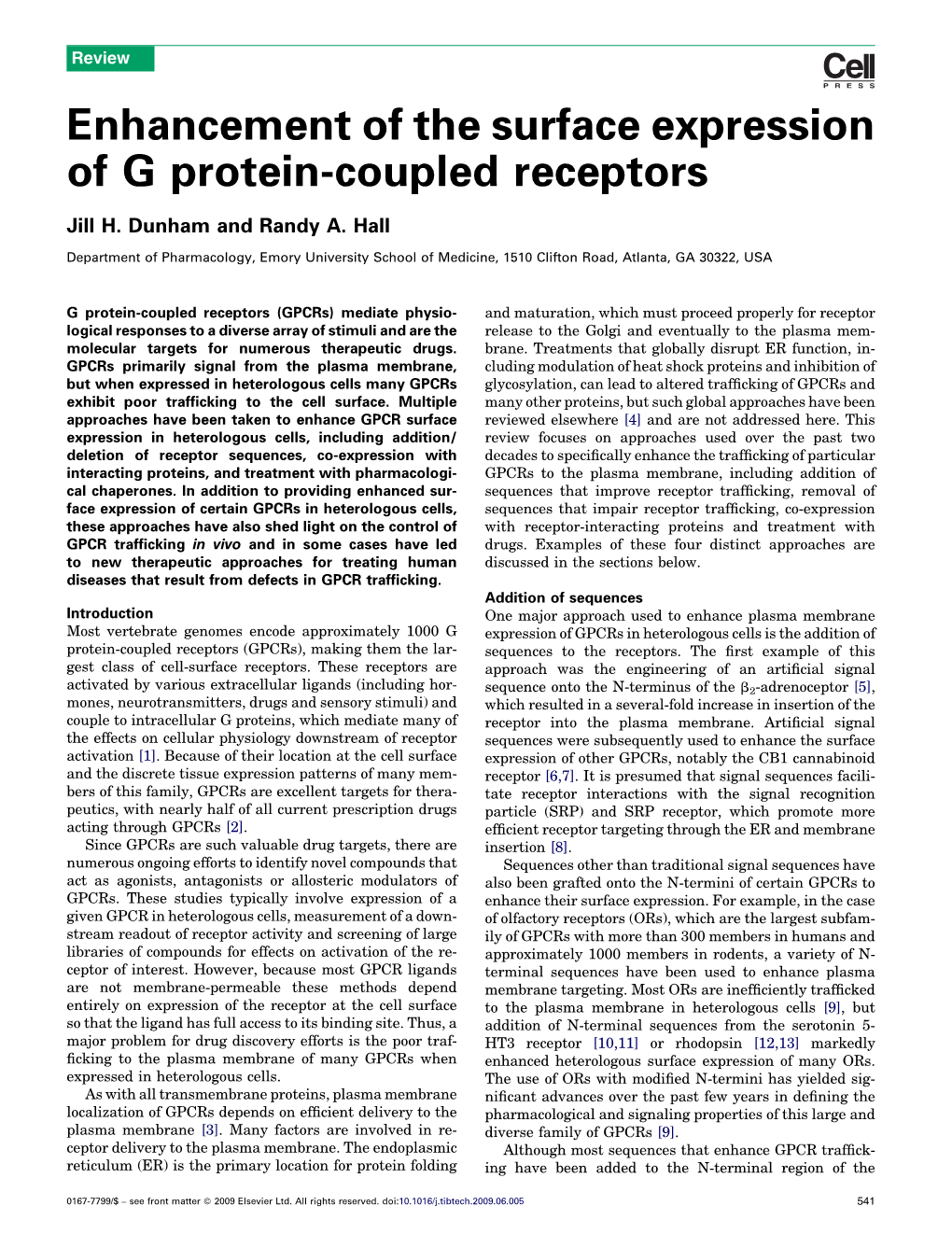 Enhancement of the Surface Expression of G Protein-Coupled Receptors