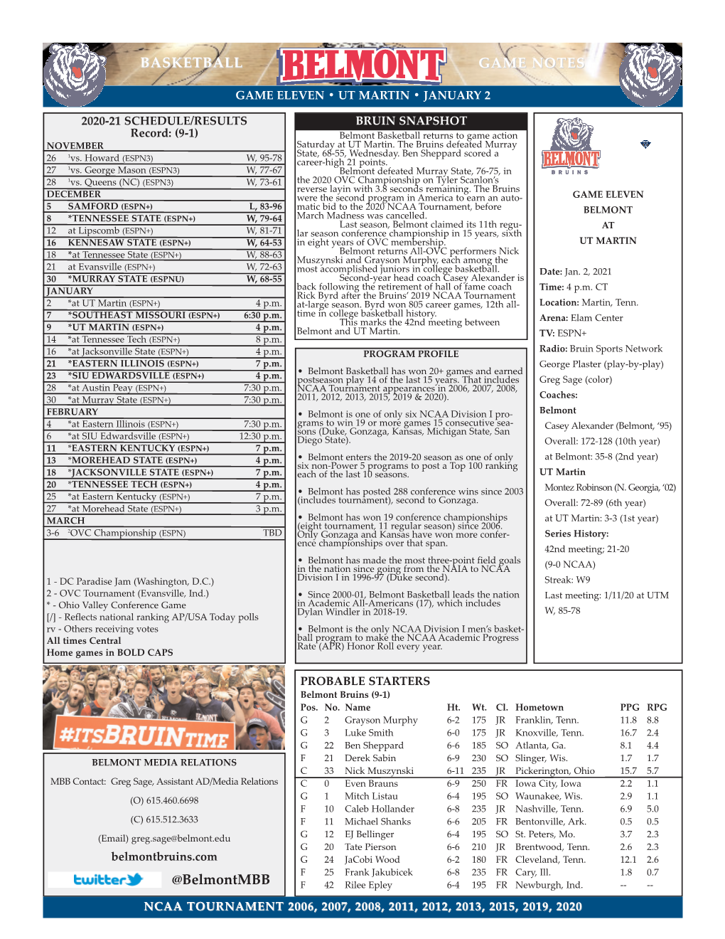 BASKETBALL GAME NOTES @Belmontmbb