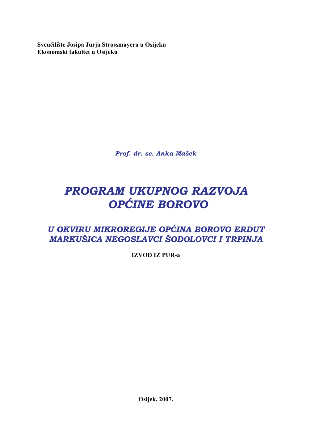 Program Ukupnog Razvoja Općine Borovo