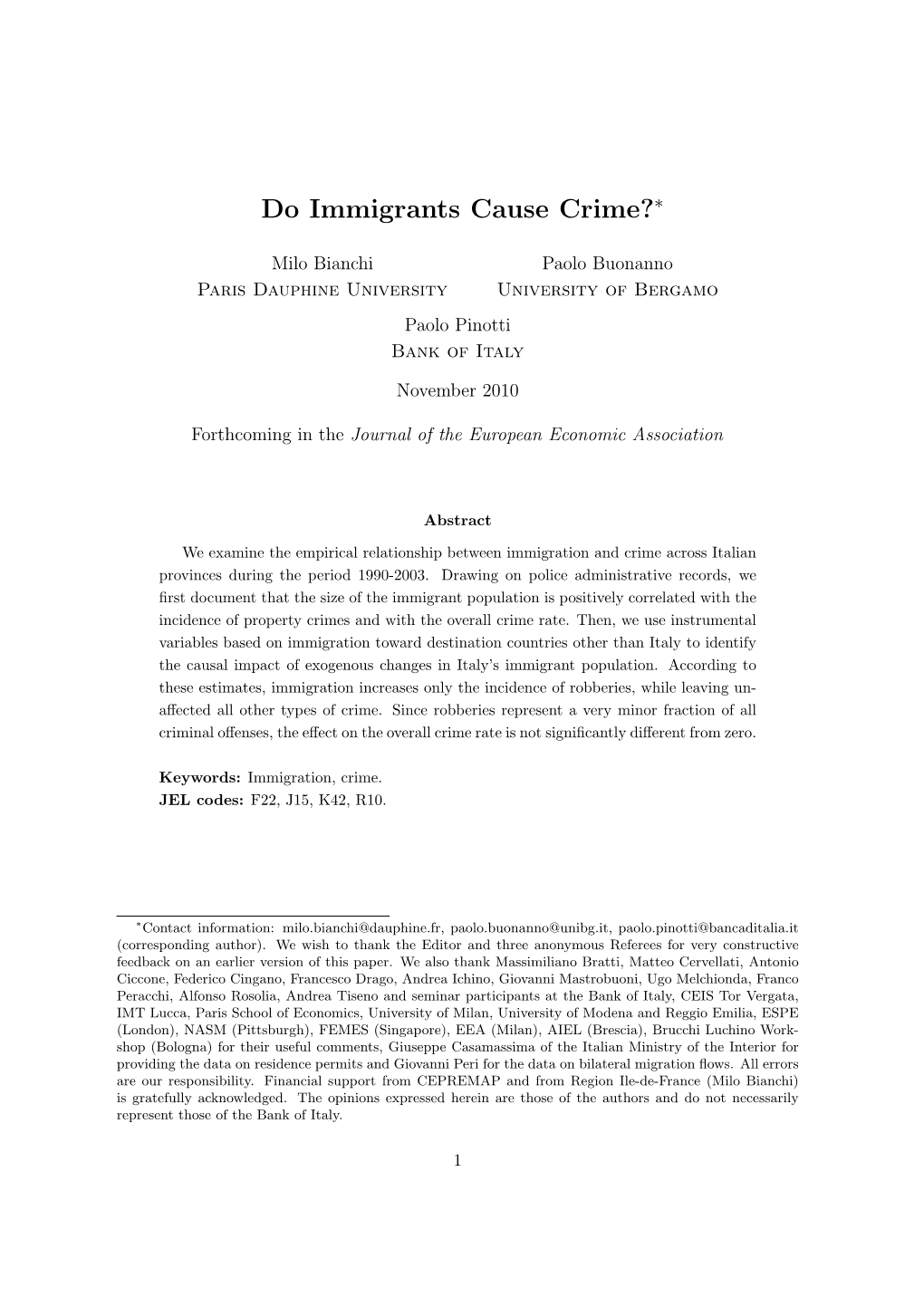 Do Immigrants Cause Crime?∗