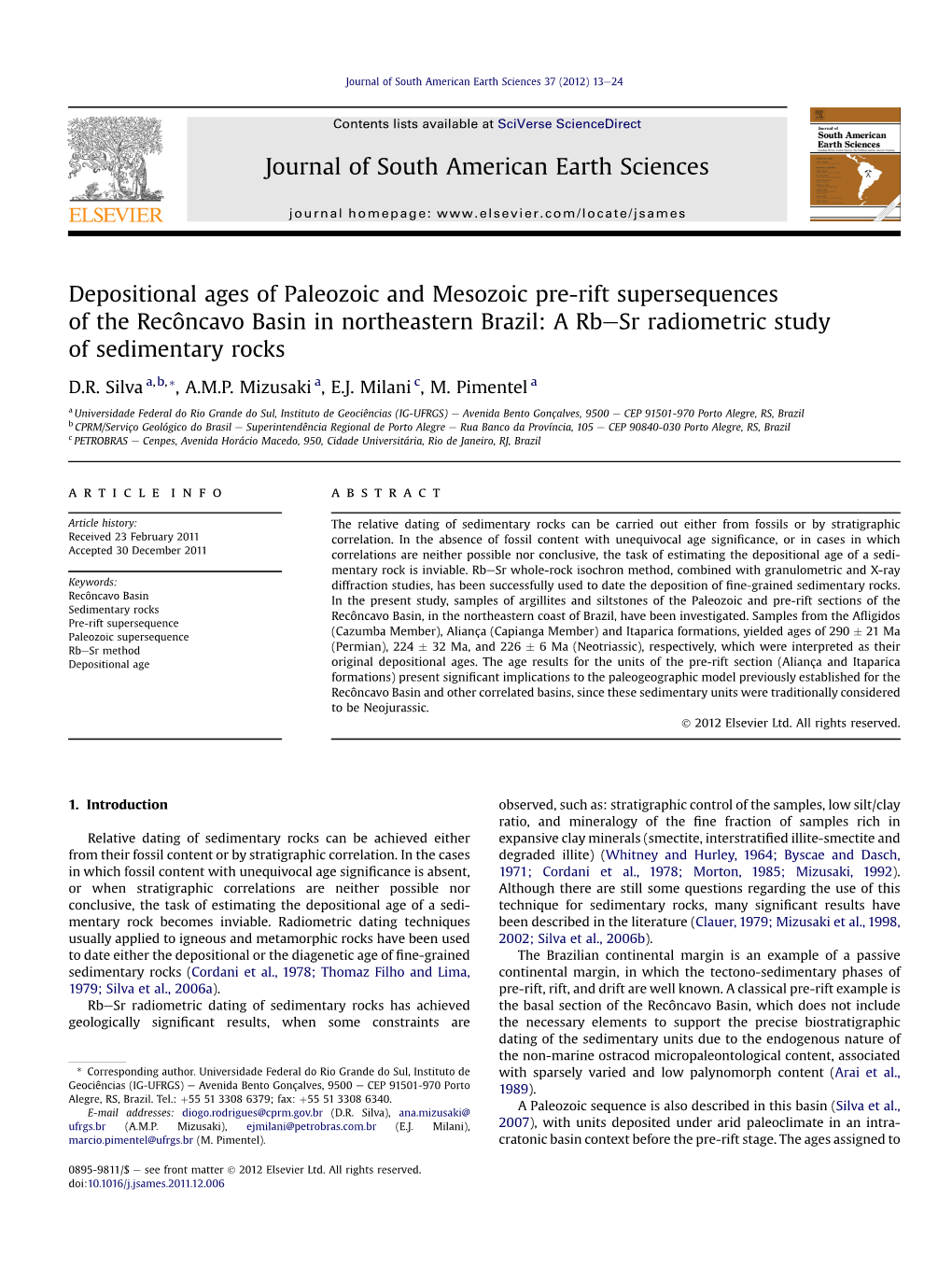 Depositional Ages of Paleozoic and Mesozoic Pre-Rift Supersequences of the Reconcavo Basin in Northeastern Brazil