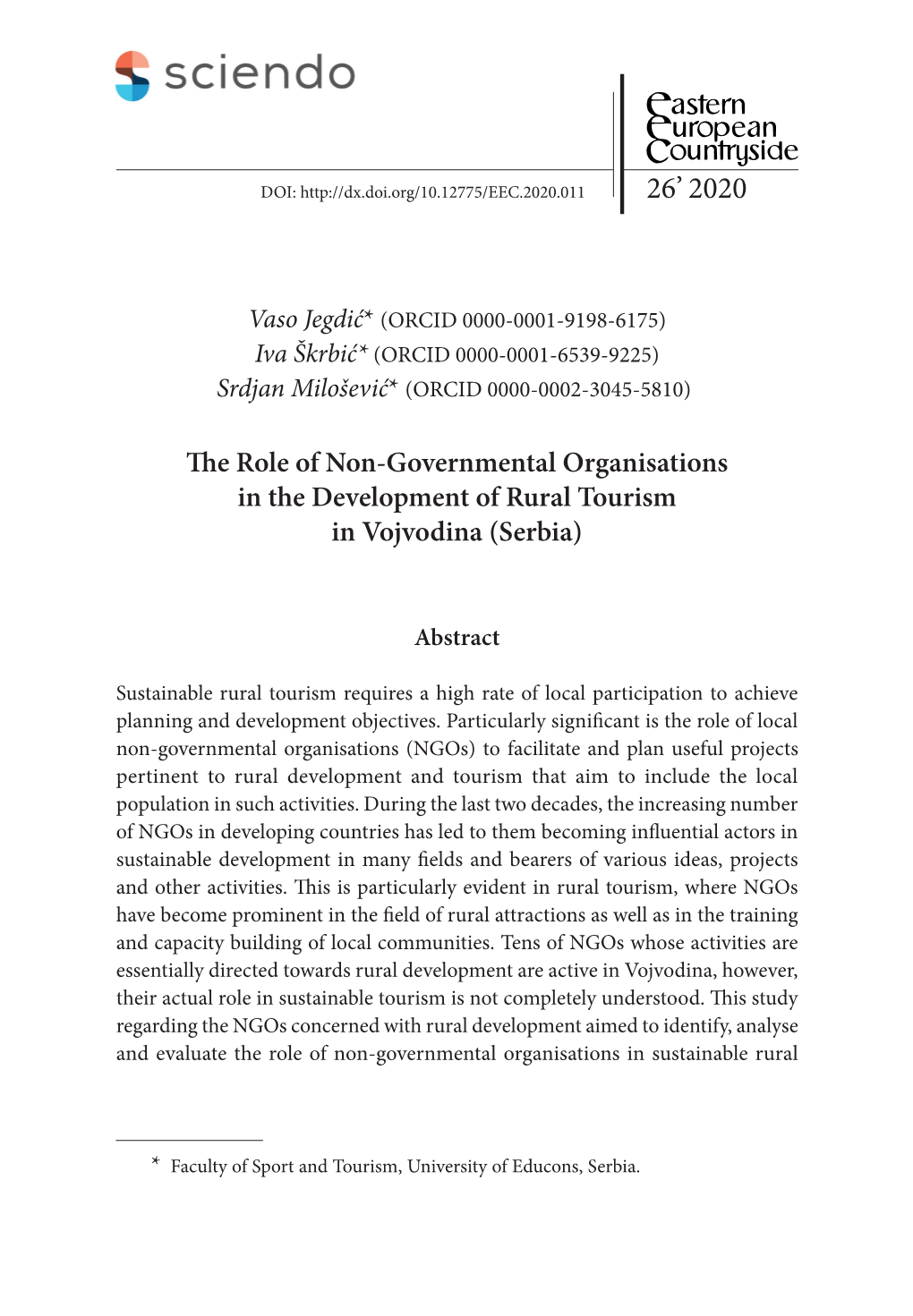 The Role of Non-Governmental Organisations in the Development