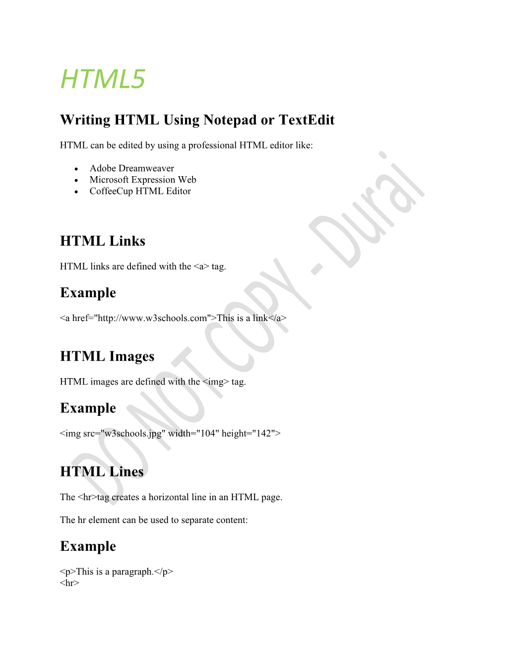 Writing HTML Using Notepad Or Textedit HTML Links Example