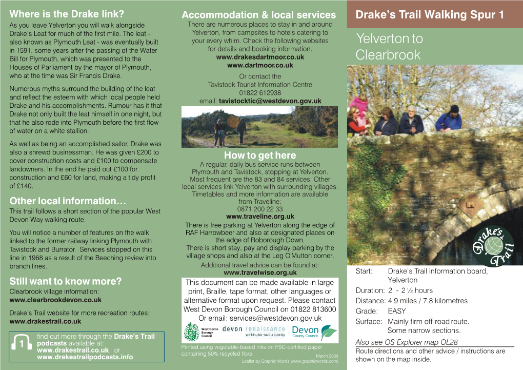 Accommodation & Local Services Drake's Trail Walking Spur 1