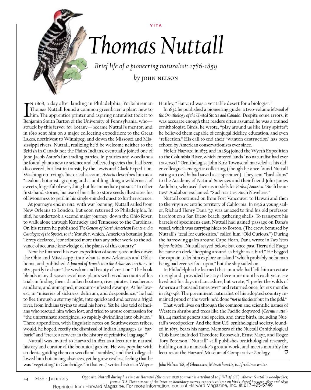 Thomas Nuttall Brief Life of a Pioneering Naturalist: 1786-1859 by John Nelson