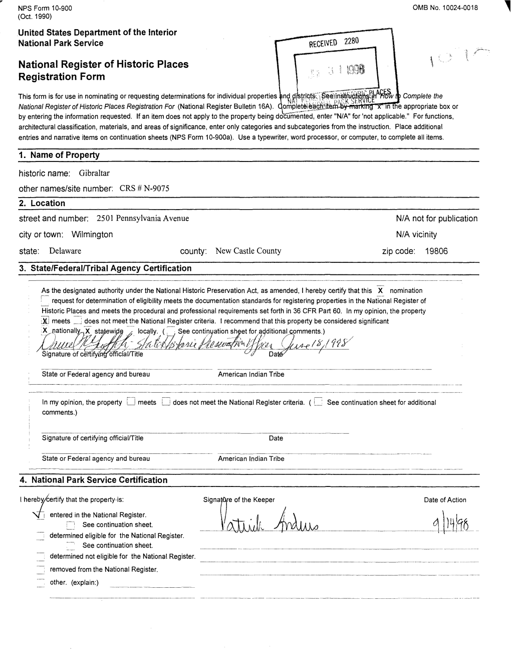 National Register of Historic Places Continuation Sheet