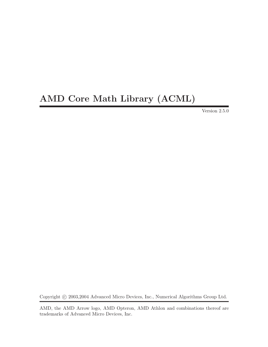 AMD Core Math Library (ACML)