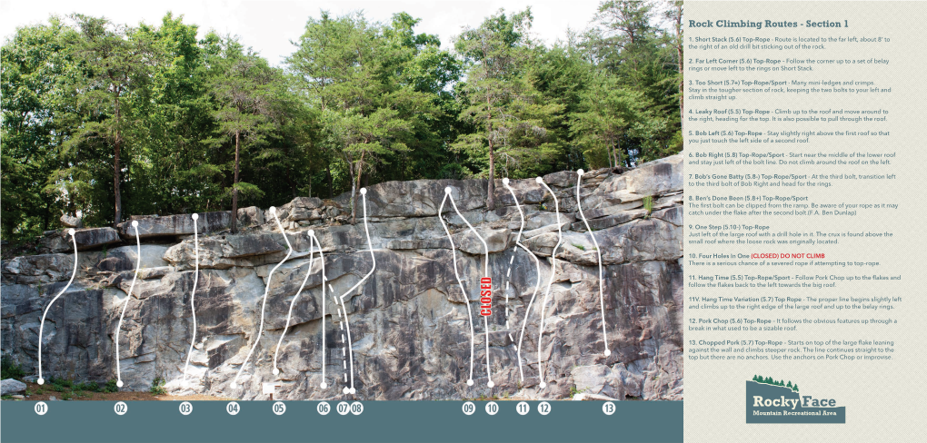 Rock Climbing Routes - Section 1