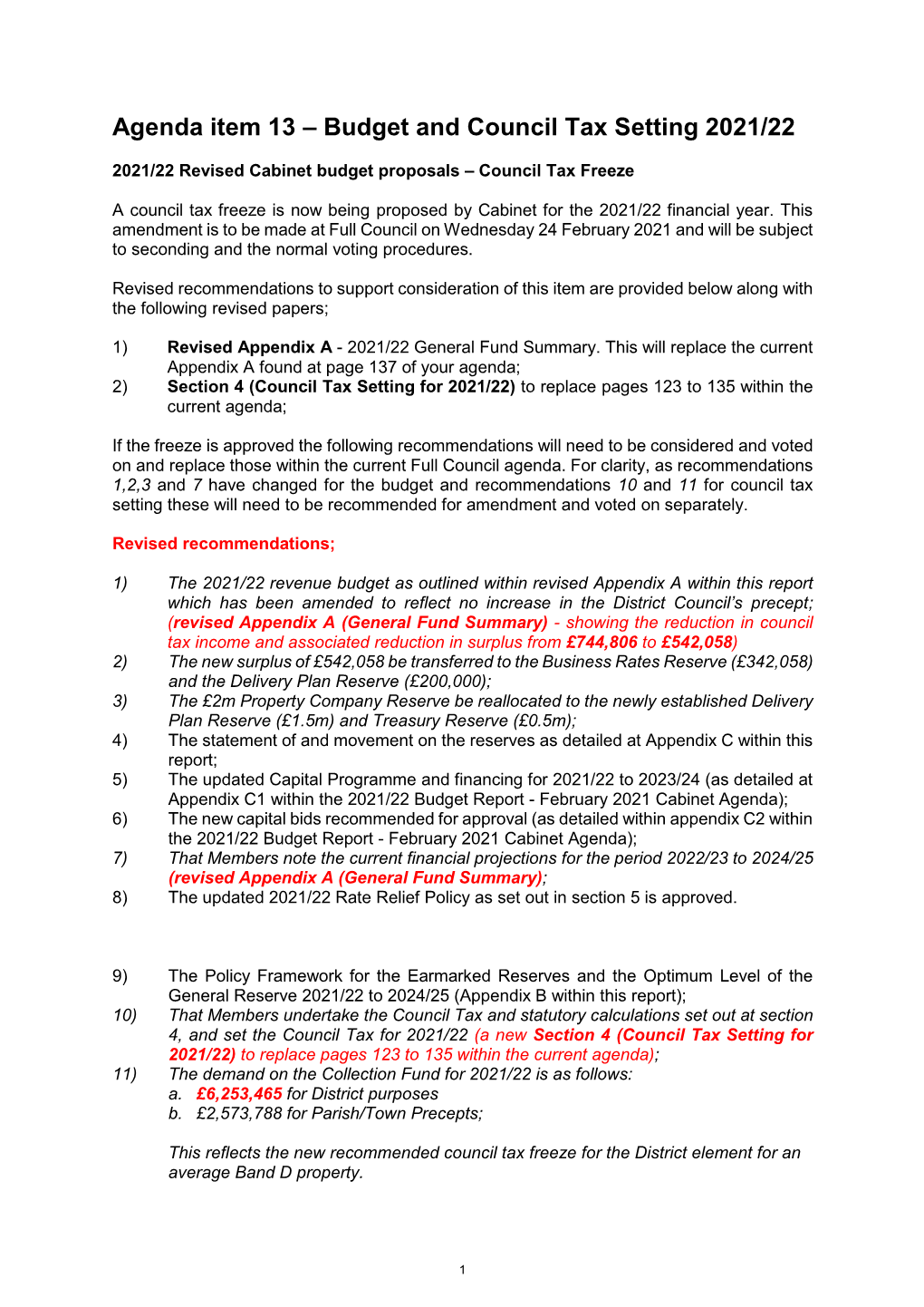 Budget and Council Tax Setting 2021/22