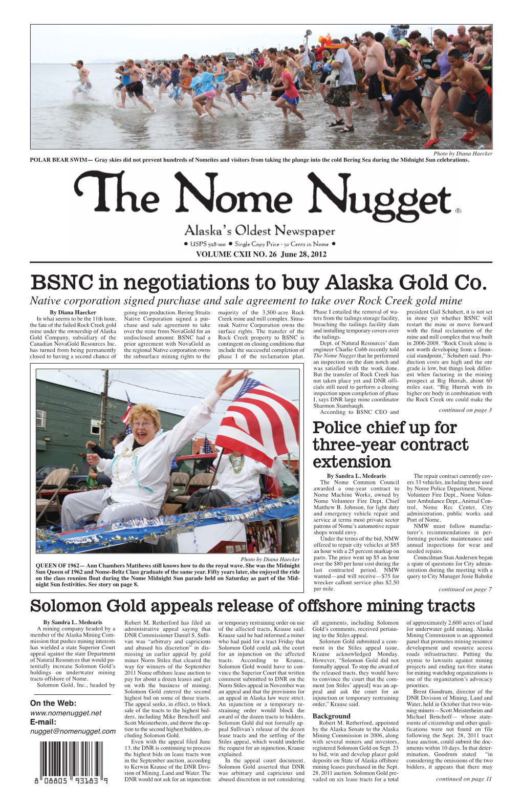 June 28, 2012 BSNC in Negotiations to Buy Alaska Gold Co