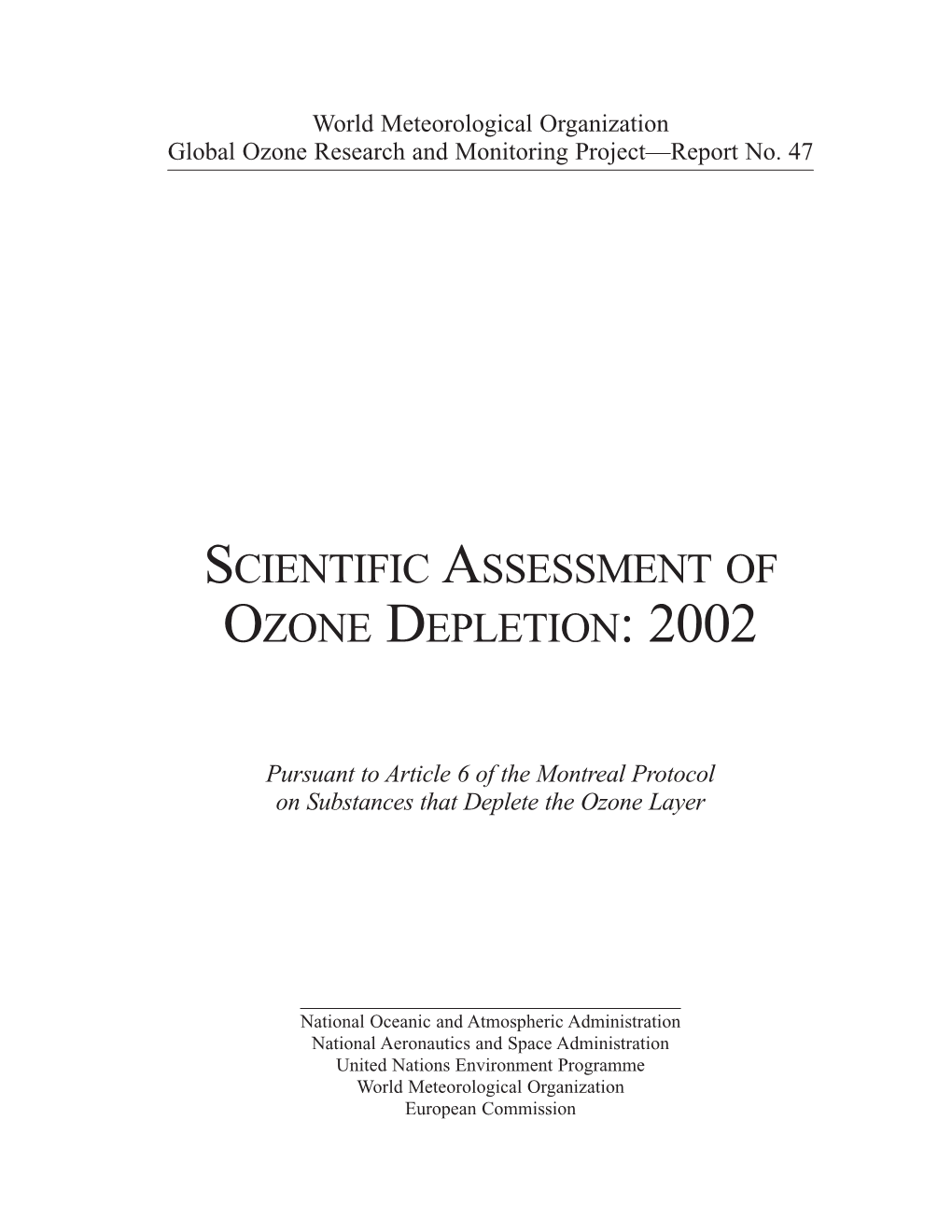 Scientific Assessment of Ozone Depletion: 2002