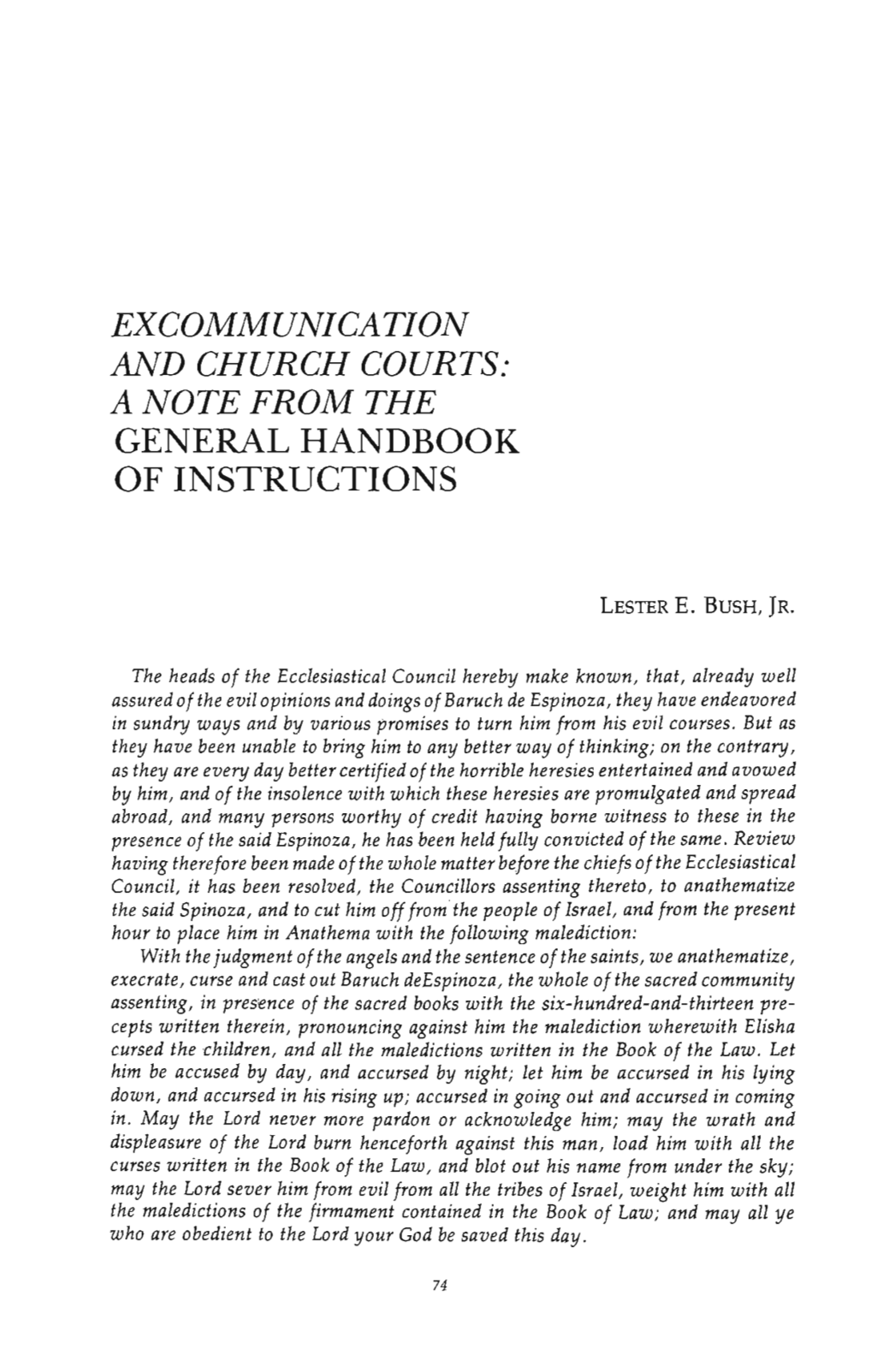 Excommunication and Church Courts: a Note from the General Handbook of Instructions