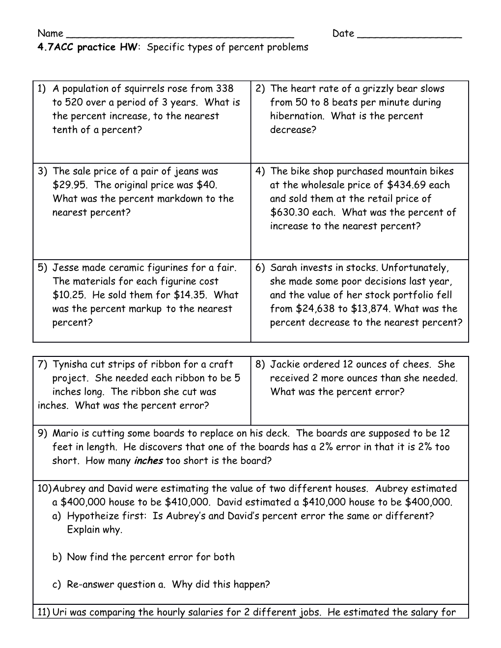 4.7ACC Practice HW : Specific Types of Percent Problems