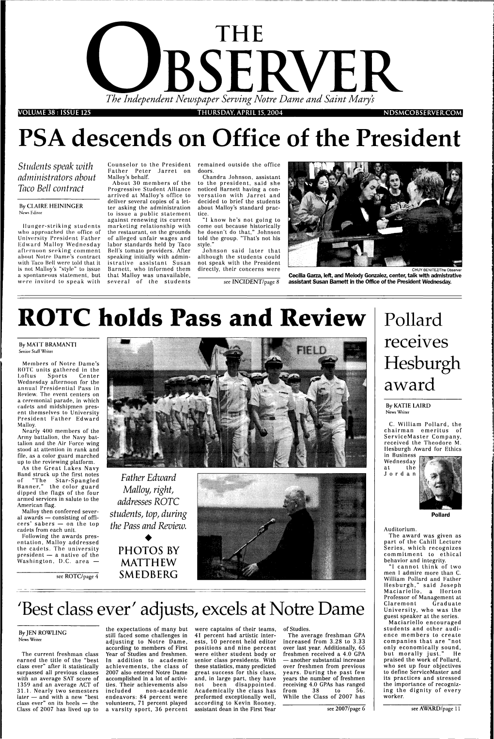 ROTC Holds Pass and Review Pollard • by MATT BRAMANTI Receives Senior Stattwritcr