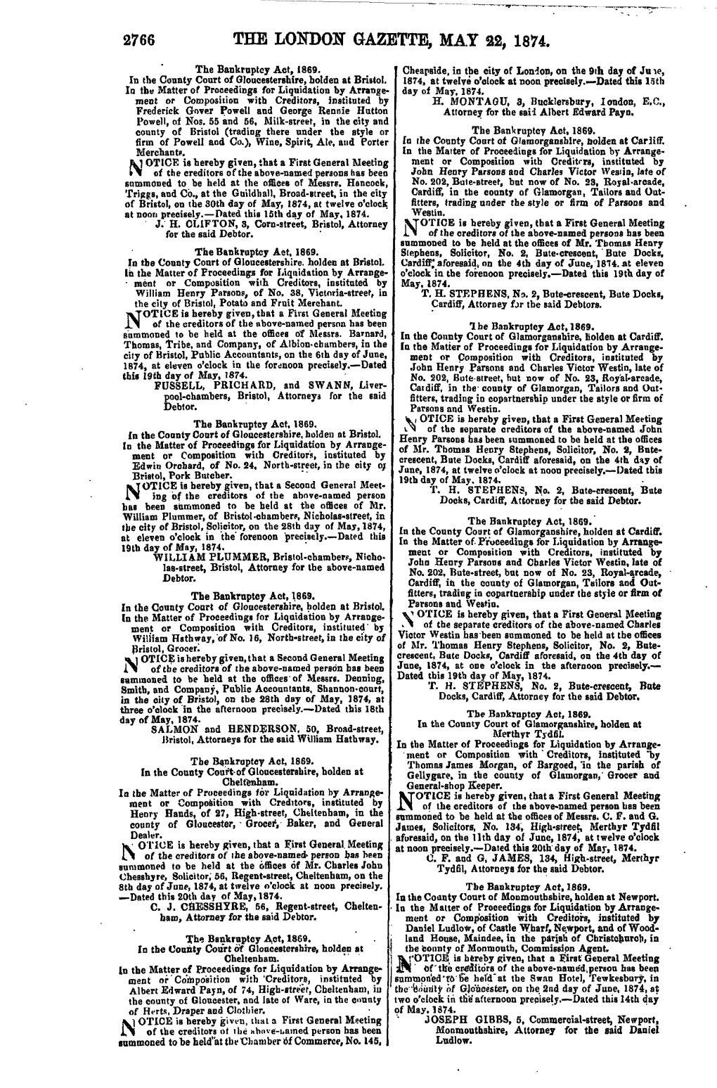 2766 the London Gazette, May 22, 1874