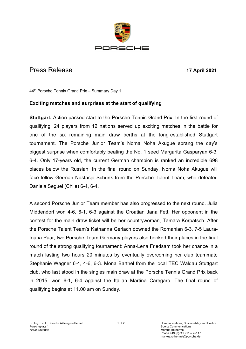 Press Release 17 April 2021