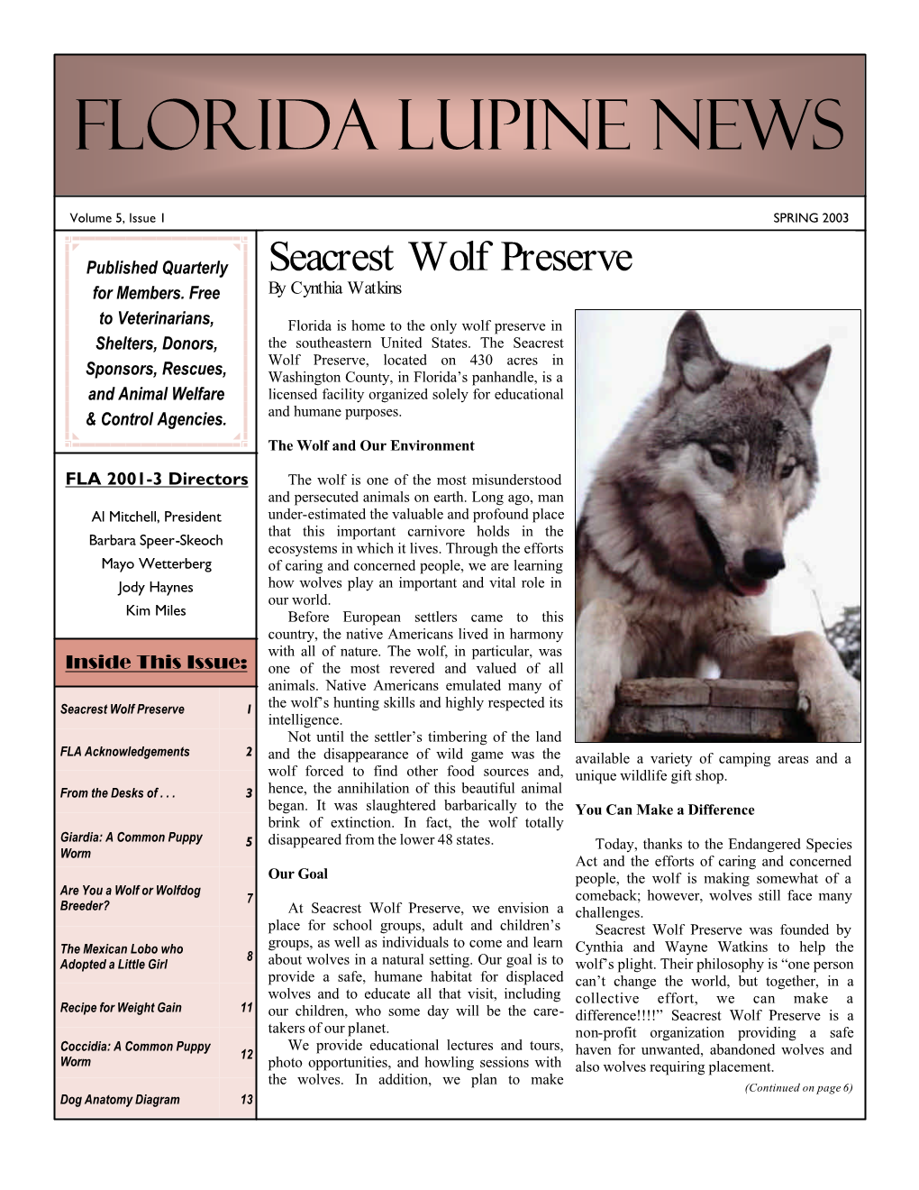 Newsletter Spring 2003