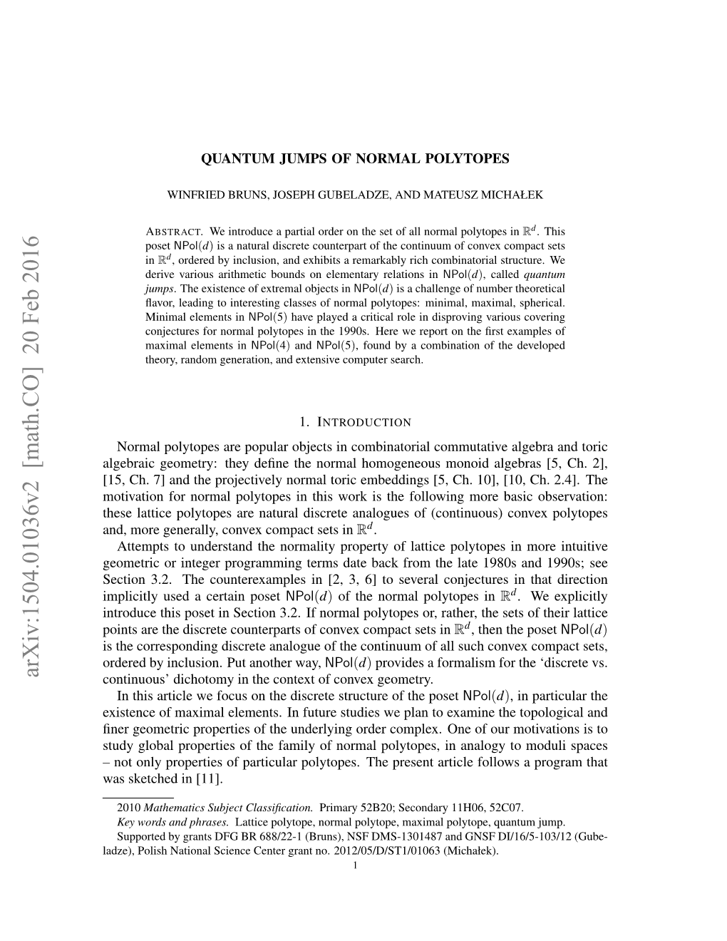 Quantum Jumps of Normal Polytopes