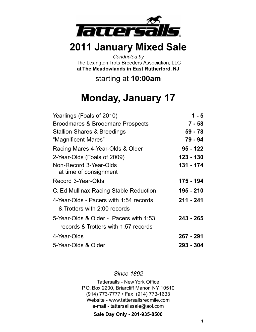 2011 January Mixed Sale Monday, January 17