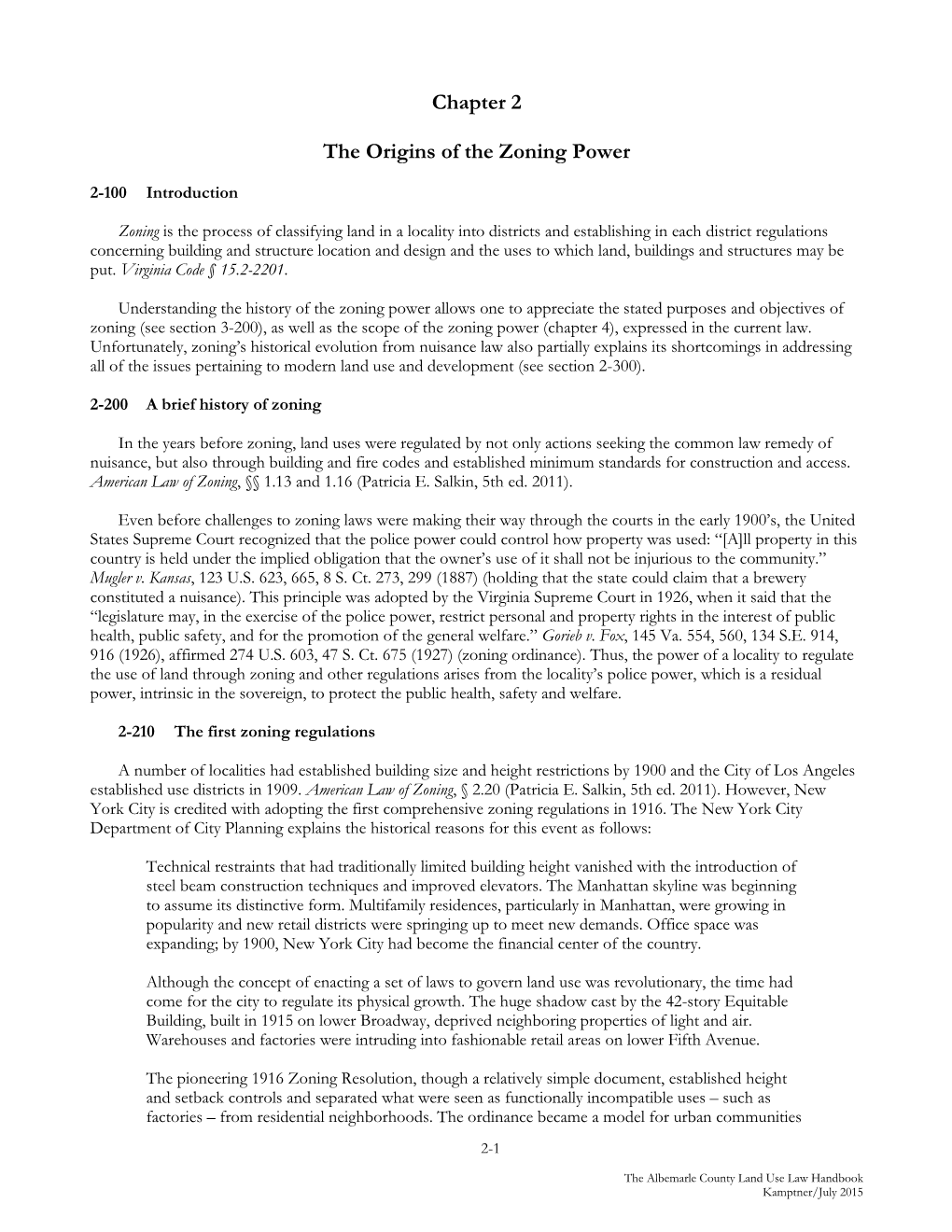 Chapter 2 the Origins of the Zoning Power