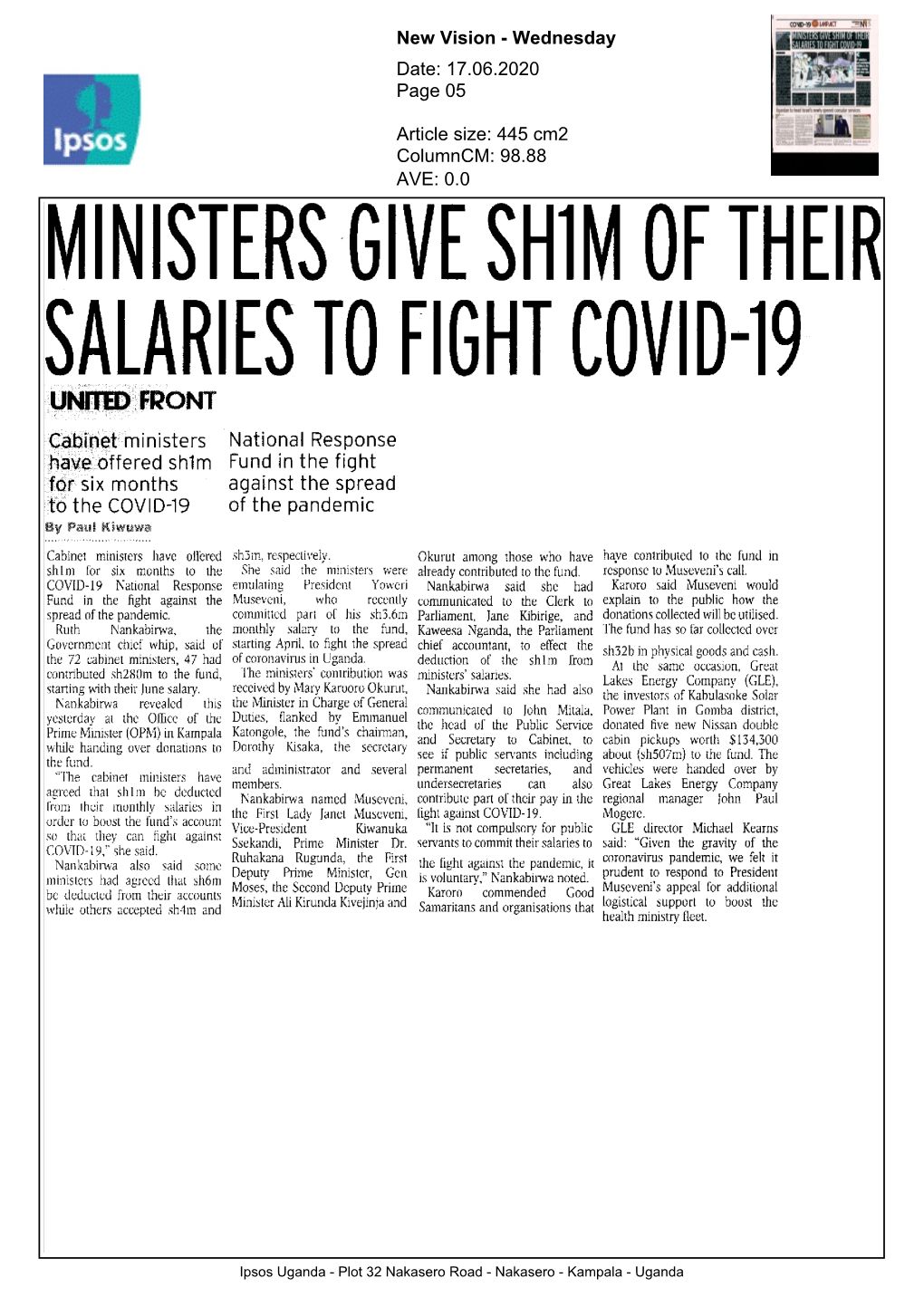 Ministers Give Shim of Their Salaries to Fight Covid19