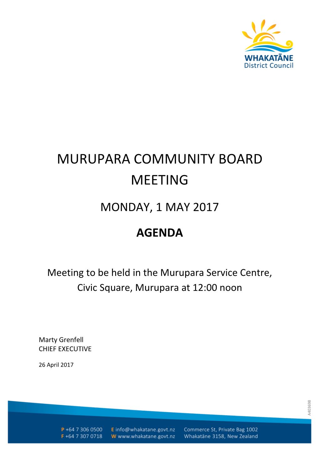 Murupara Community Board 1 May 2017