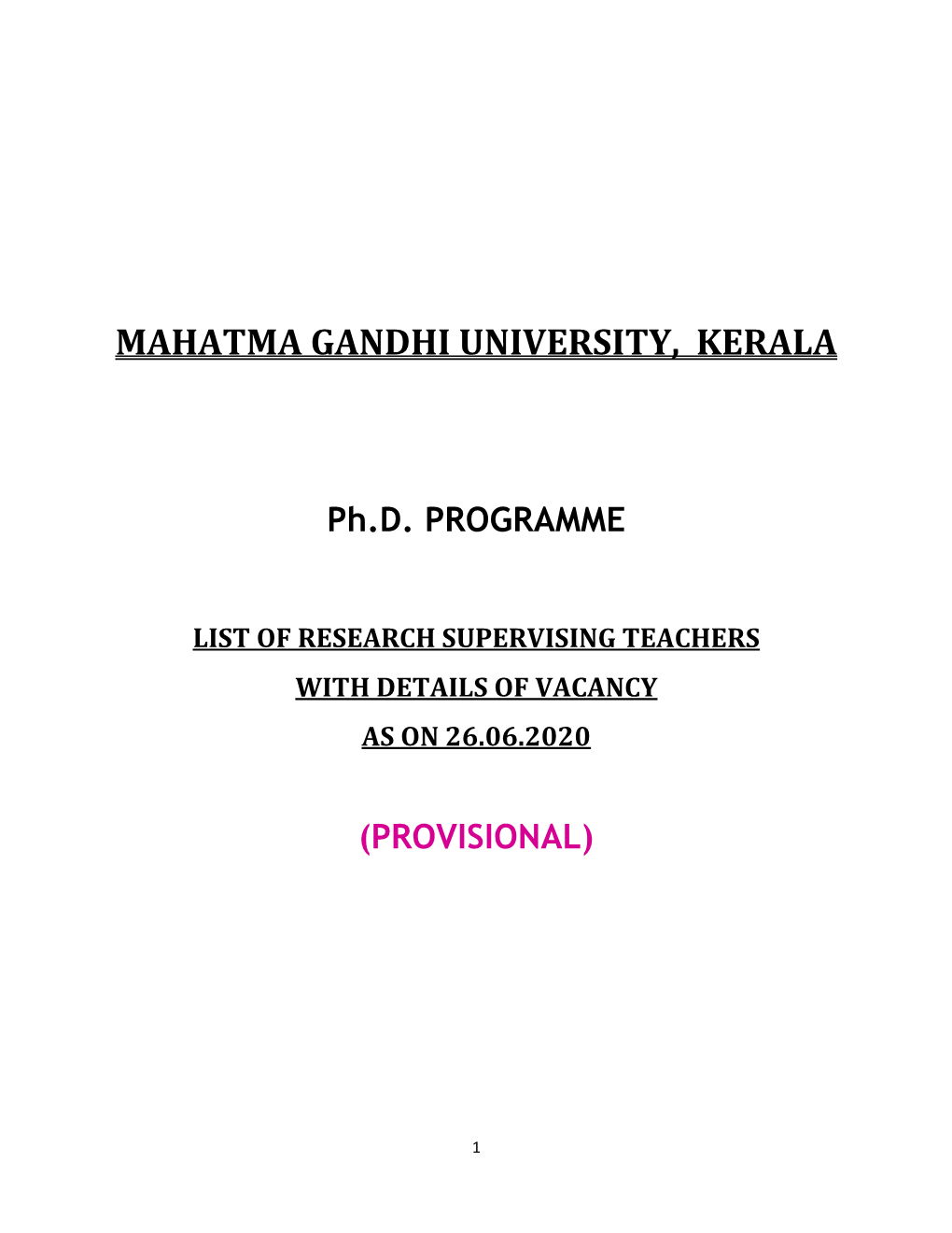 Mahatma Gandhi University, Kerala