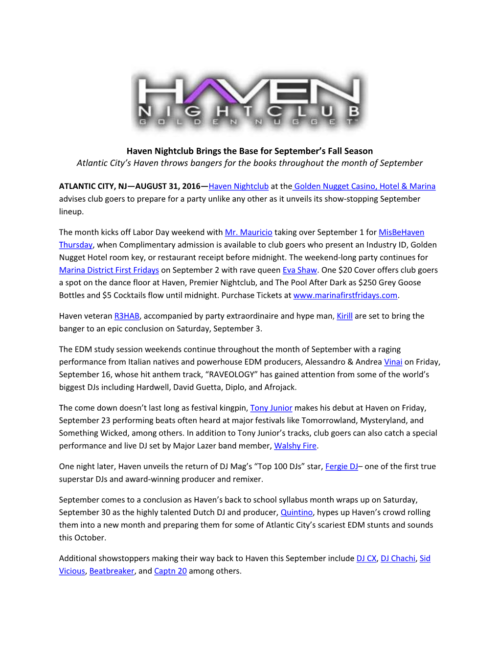 Haven Nightclub Brings the Base for September's Fall Season PDF