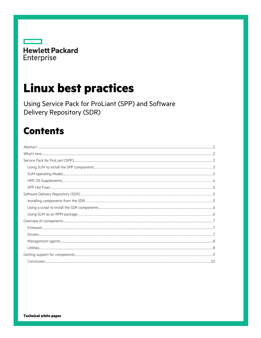 Linux Best Practices Using Service Pack for Proliant (SPP) and Software Delivery Repository (SDR) Contents