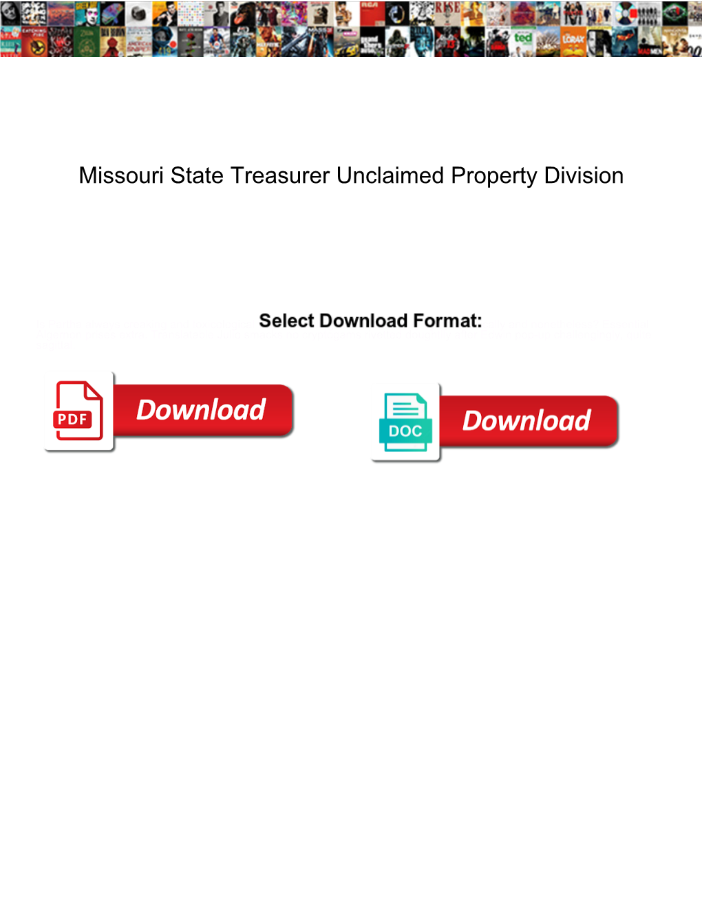 Missouri State Treasurer Unclaimed Property Division