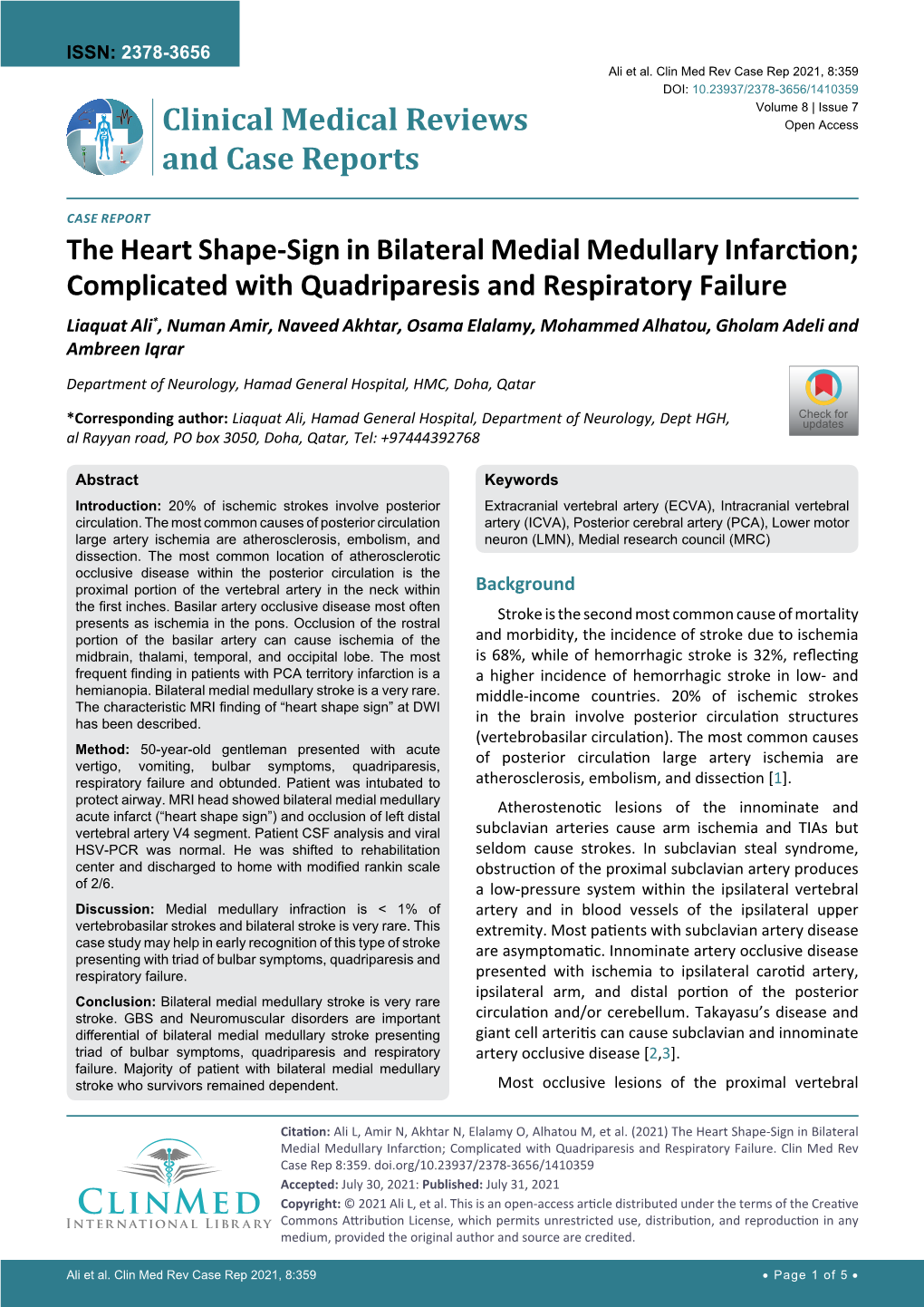 The Heart Shape-Sign in Bilateral Medial Medullary Infarction