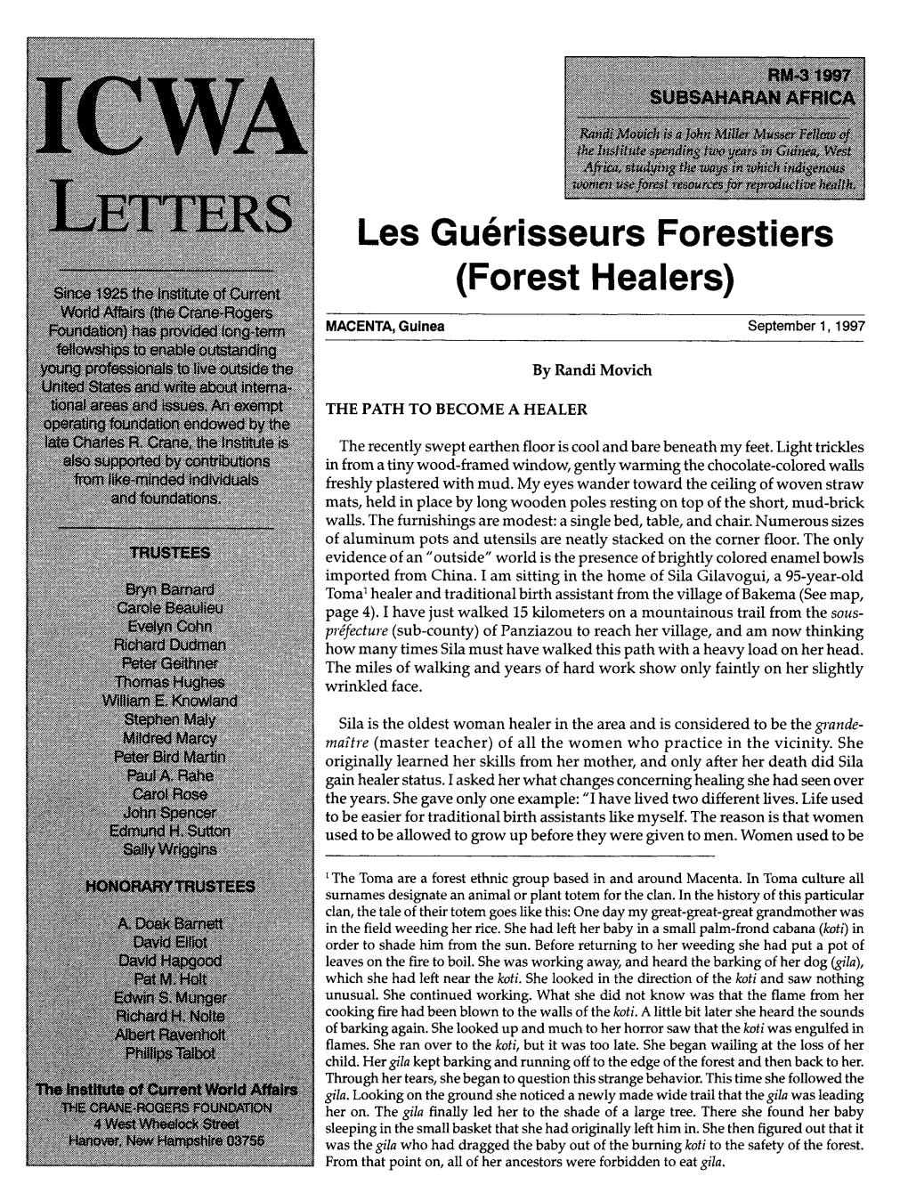 Les Guerisseurs Forestiers (Forest Healers)