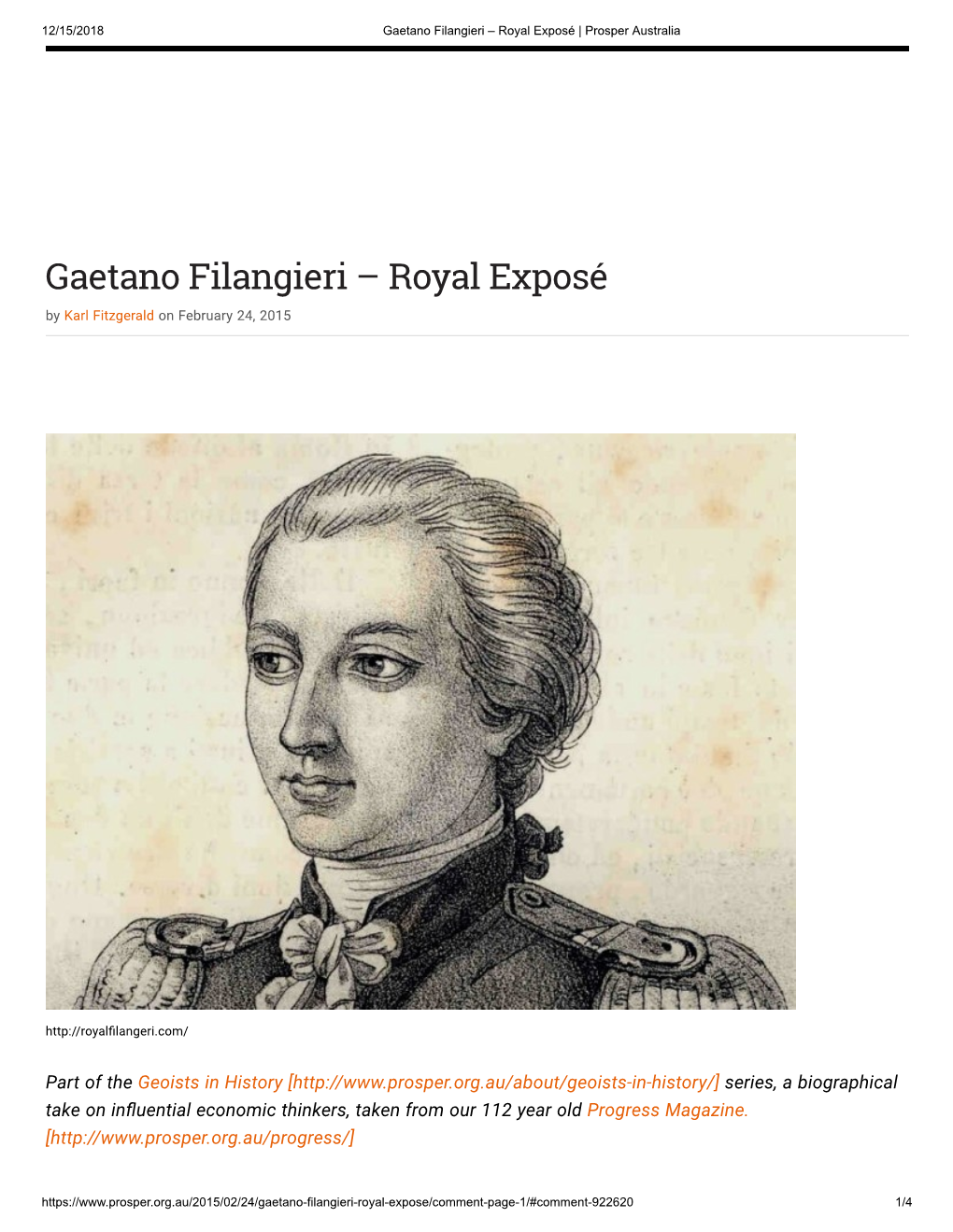 Gaetano Filangieri – Royal Exposé | Prosper Australia