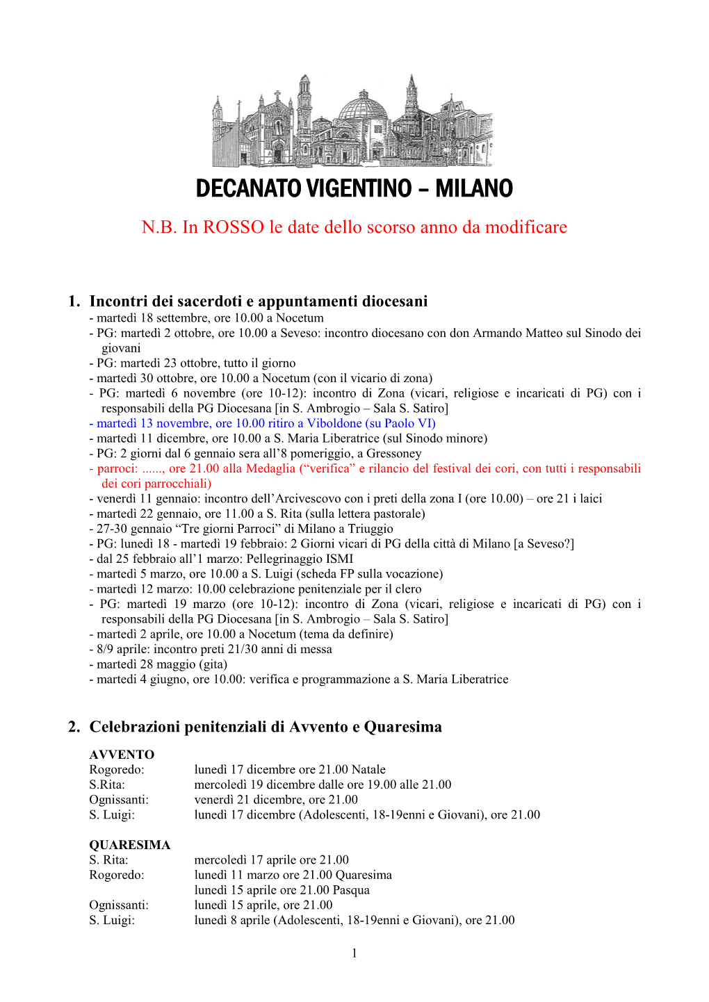 Decanato Vigentino – Milano