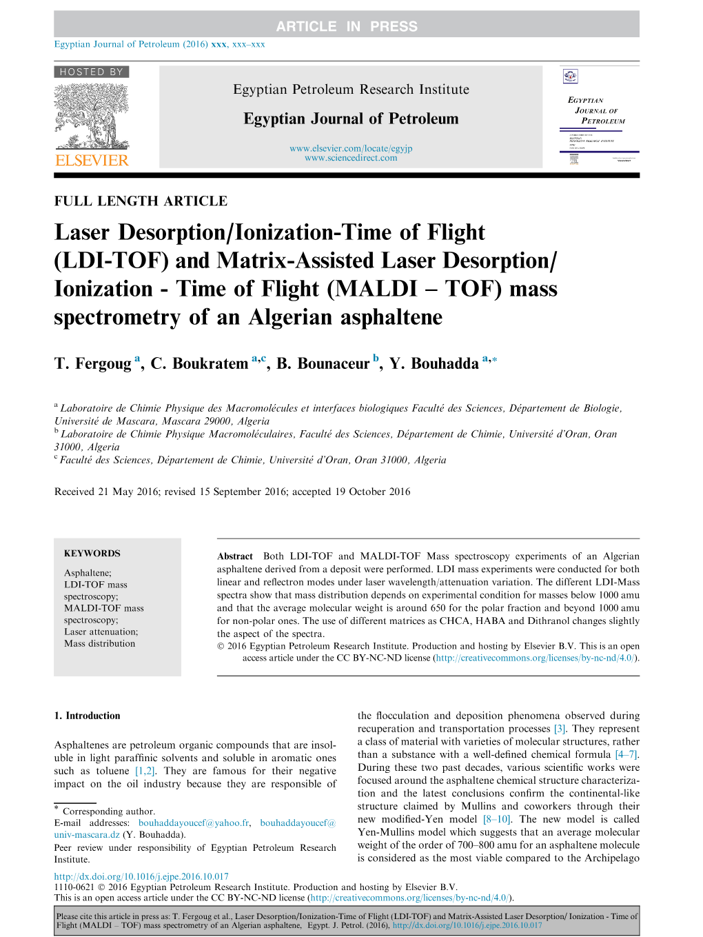 And Matrix-Assisted Laser Desorption/Ionization