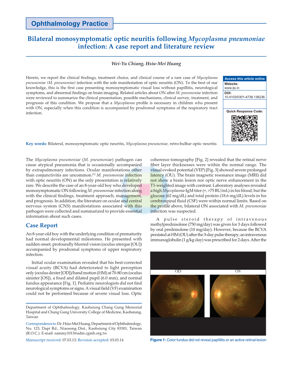 Bilateral Monosymptomatic Optic Neuritis Following Mycoplasma Pneumoniae Infection: a Case Report and Literature Review