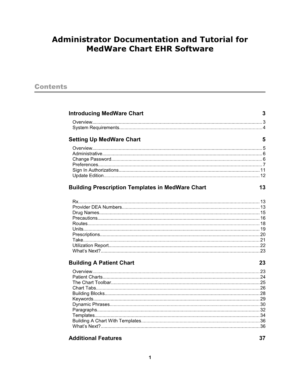 Medware Chart User Guide