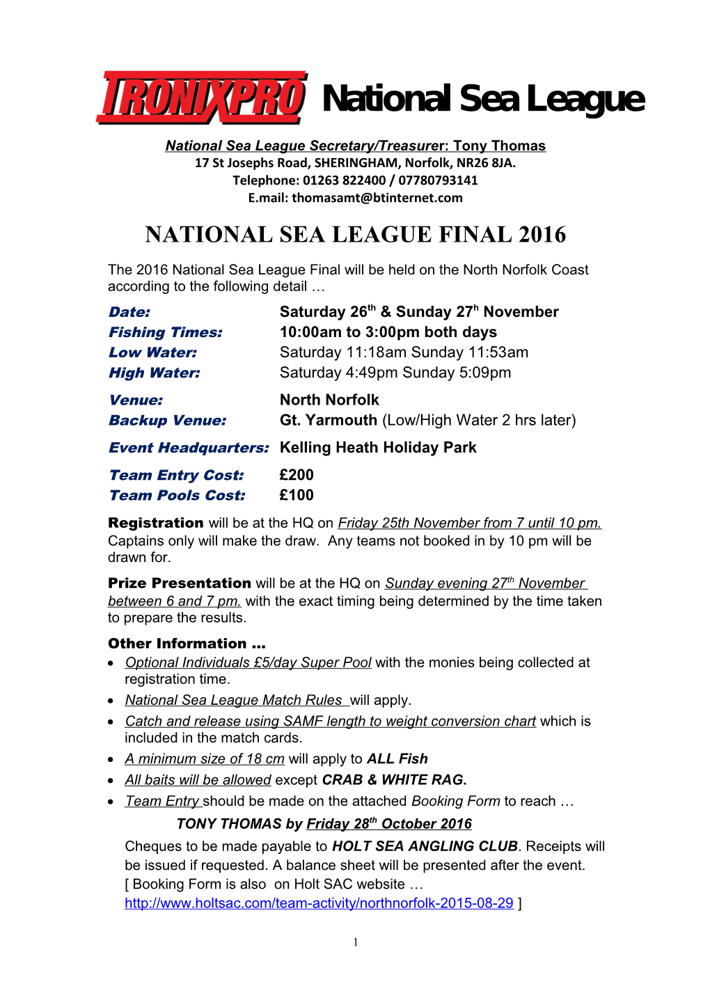 National Sea League Final 2016