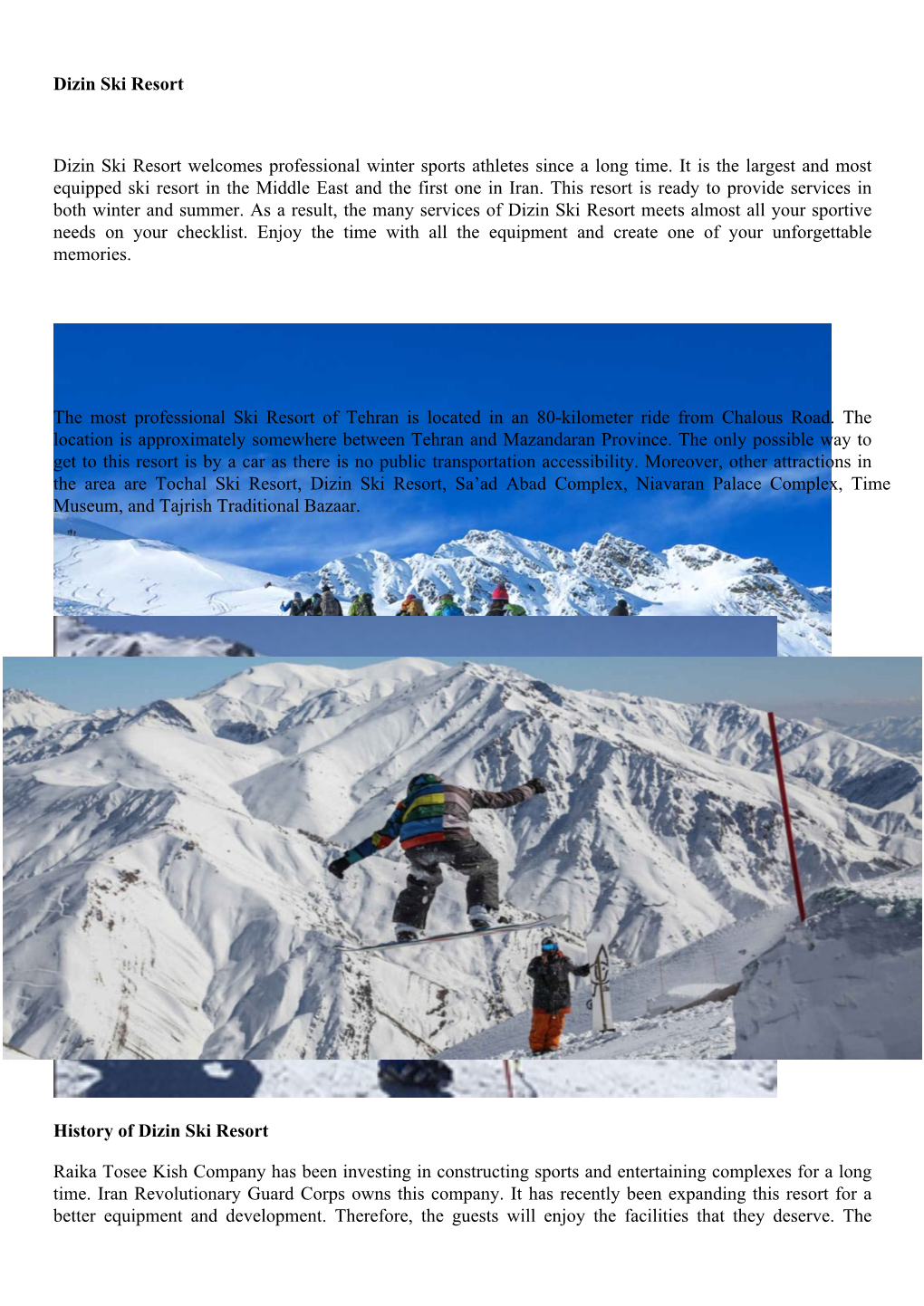 Dizin Ski Resort Dizin Ski Resort Welcomes Professional Winter