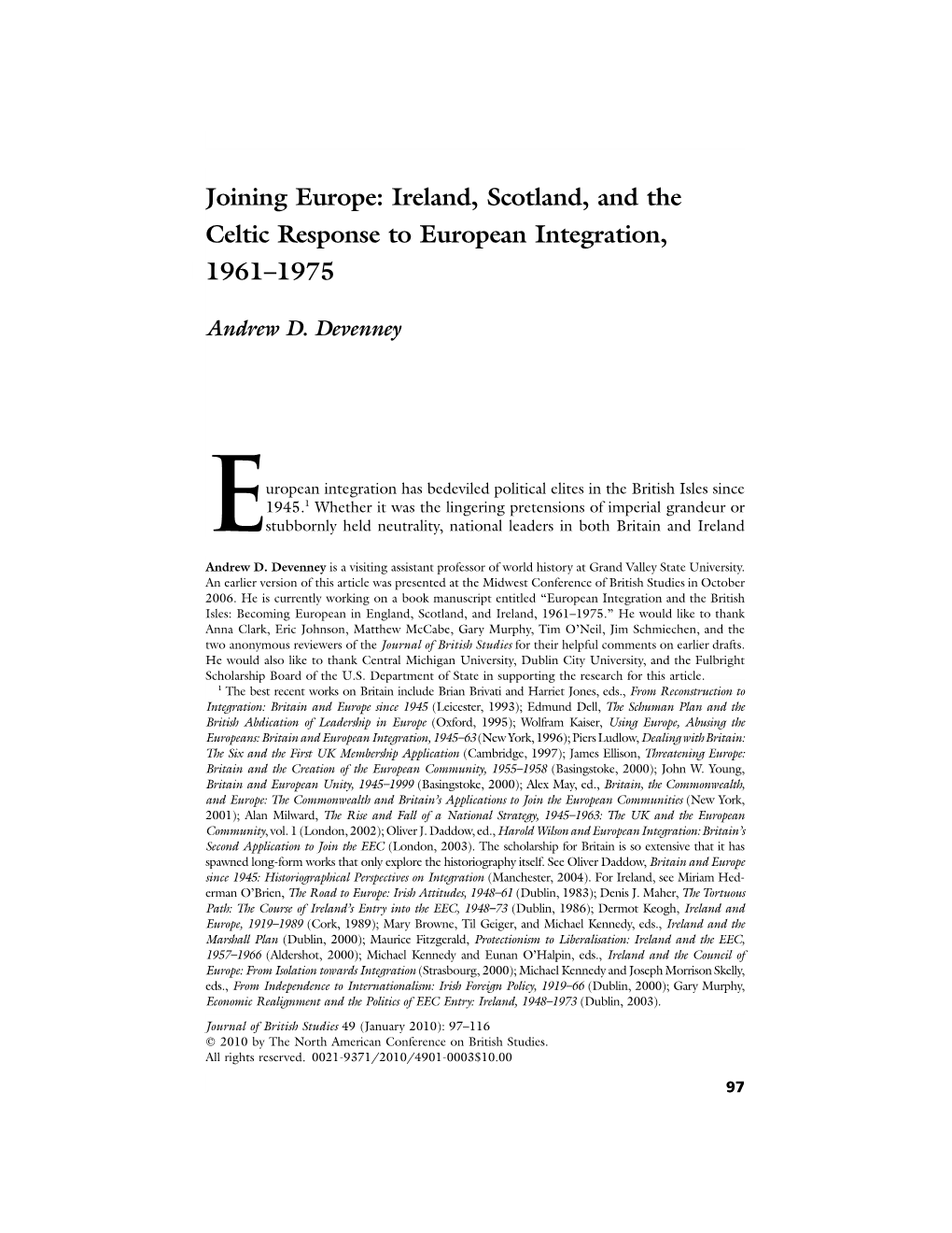 Ireland, Scotland, and the Celtic Response to European Integration, 1961–1975