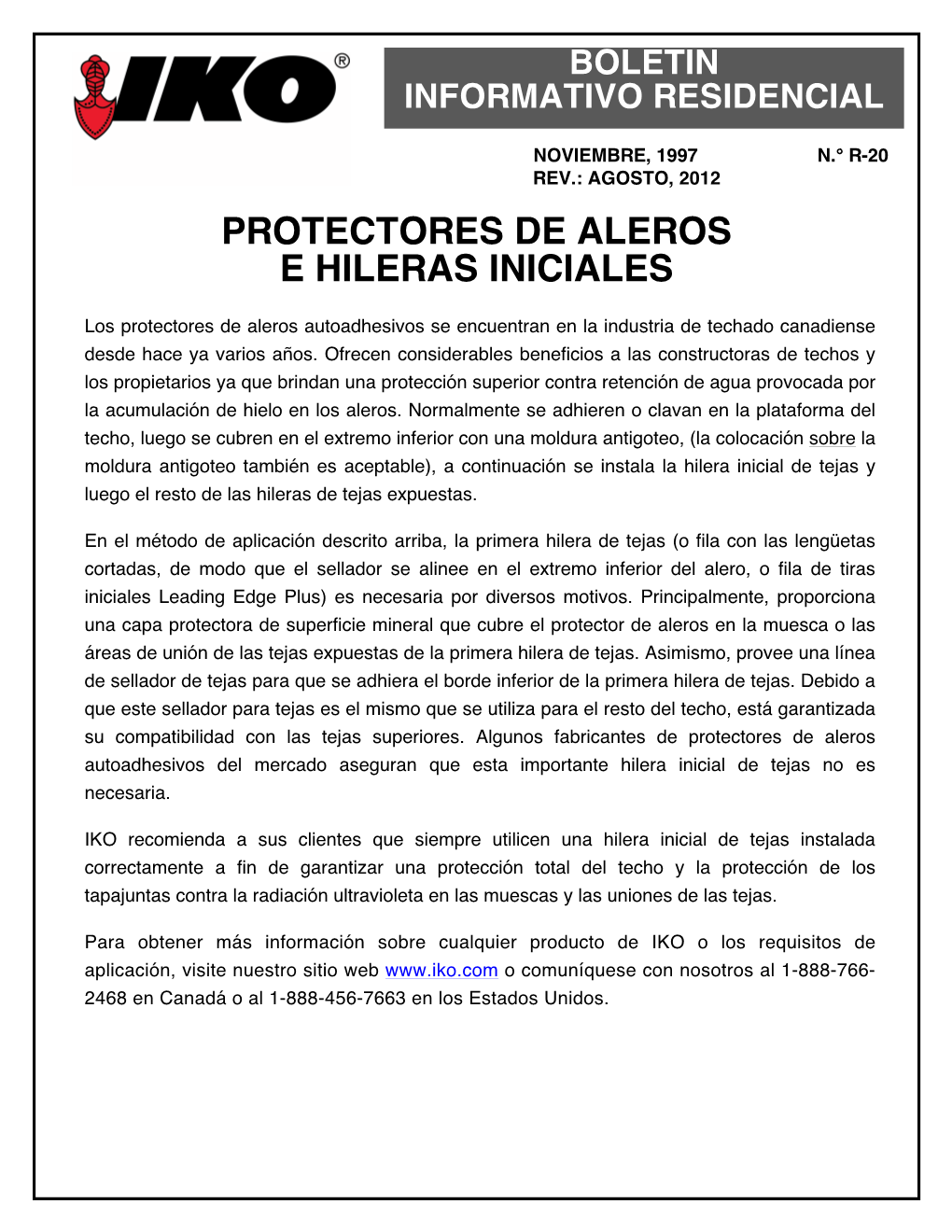 TBR20 Protectores De Aleros E Hileras Iniciales