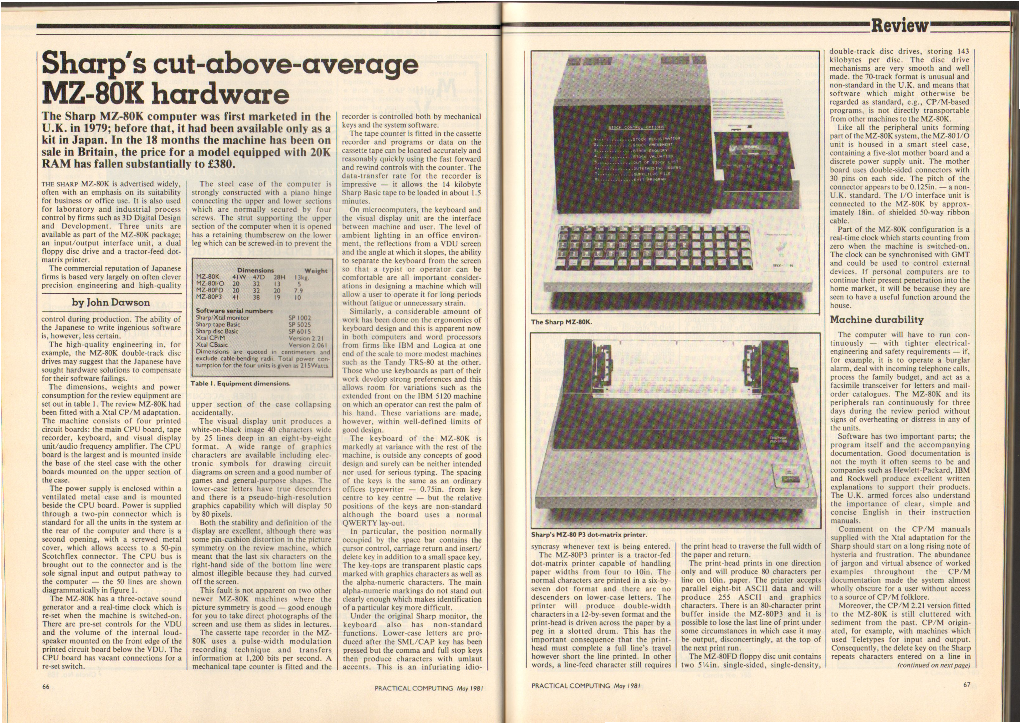 Sharp's Cut-Above-Average MZ-80K Hardware