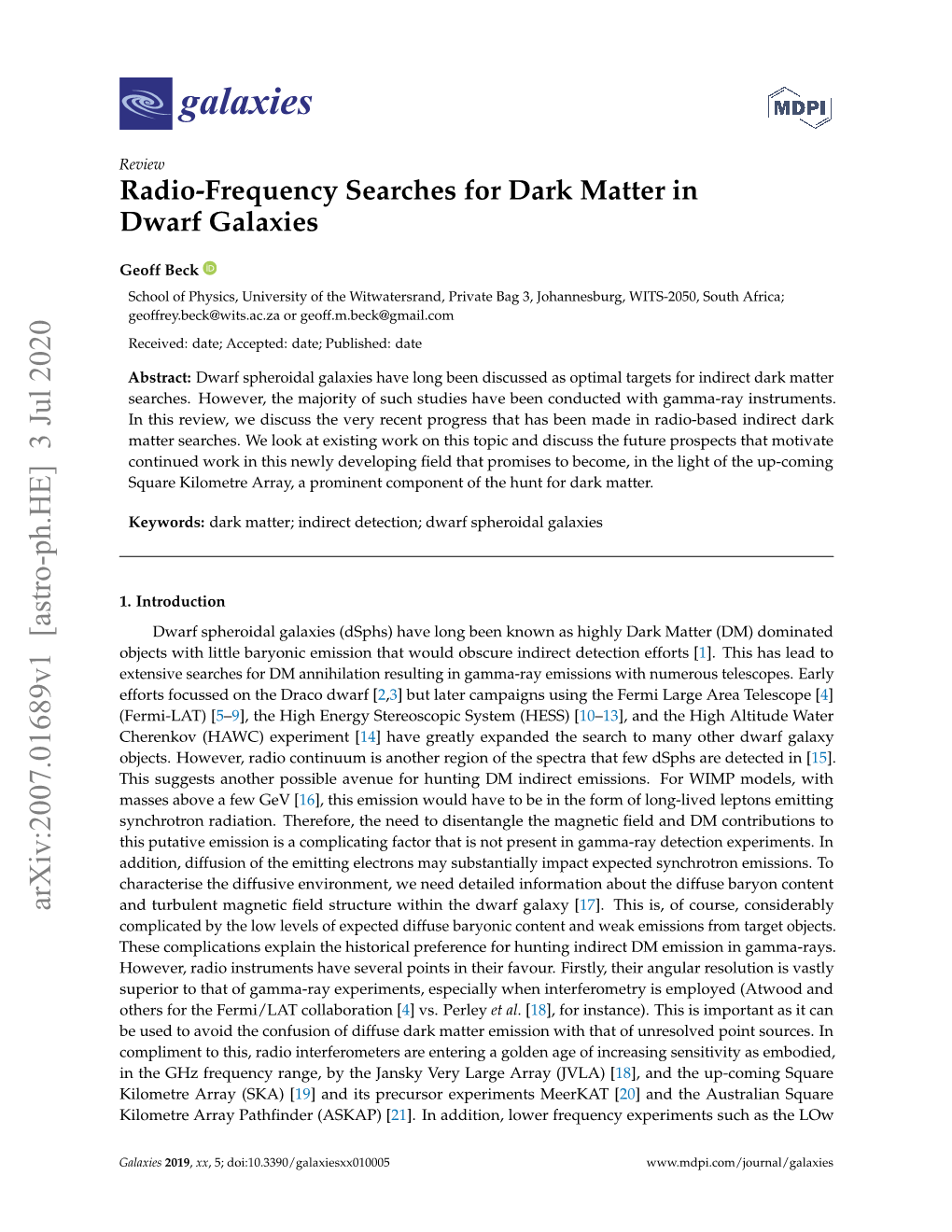 Radio-Frequency Searches for Dark Matter in Dwarf Galaxies