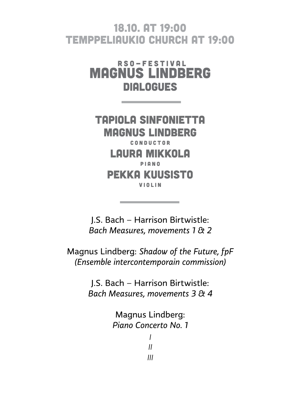 MAGNUS LINDBERG Dialogues