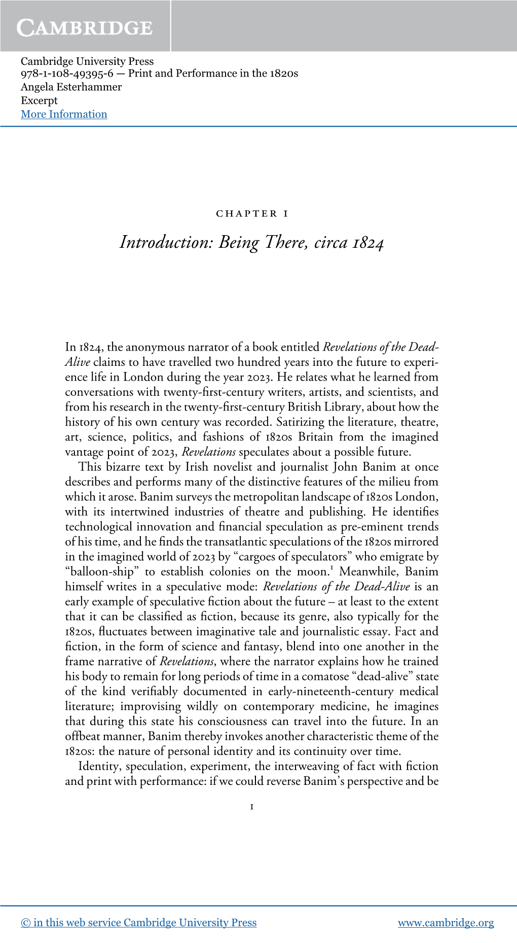 Introduction: Being There, Circa 1824